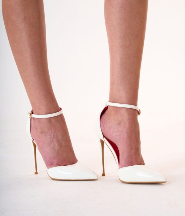 Zapatos de Tacón Alto Blancos con Interior Rojo para Mujer | LUISON