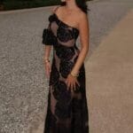Vestido Negro Clásico Transparente Con Flores