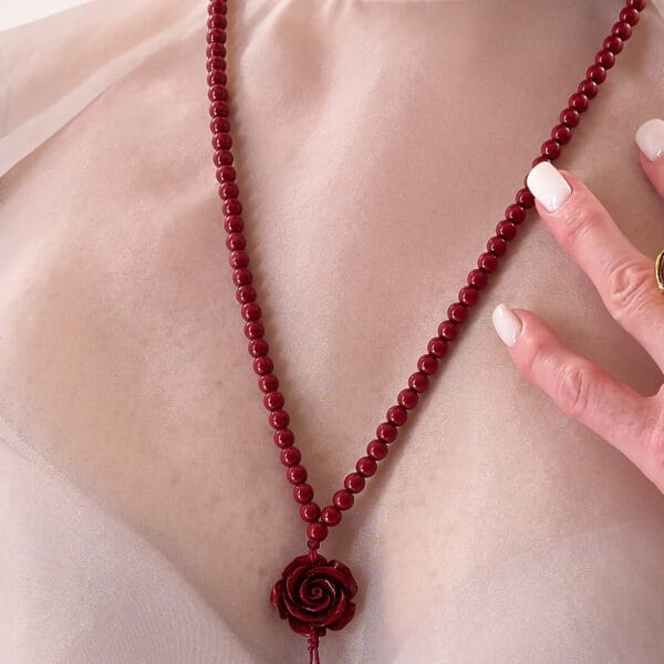 Collar Rose Jade Red Gold