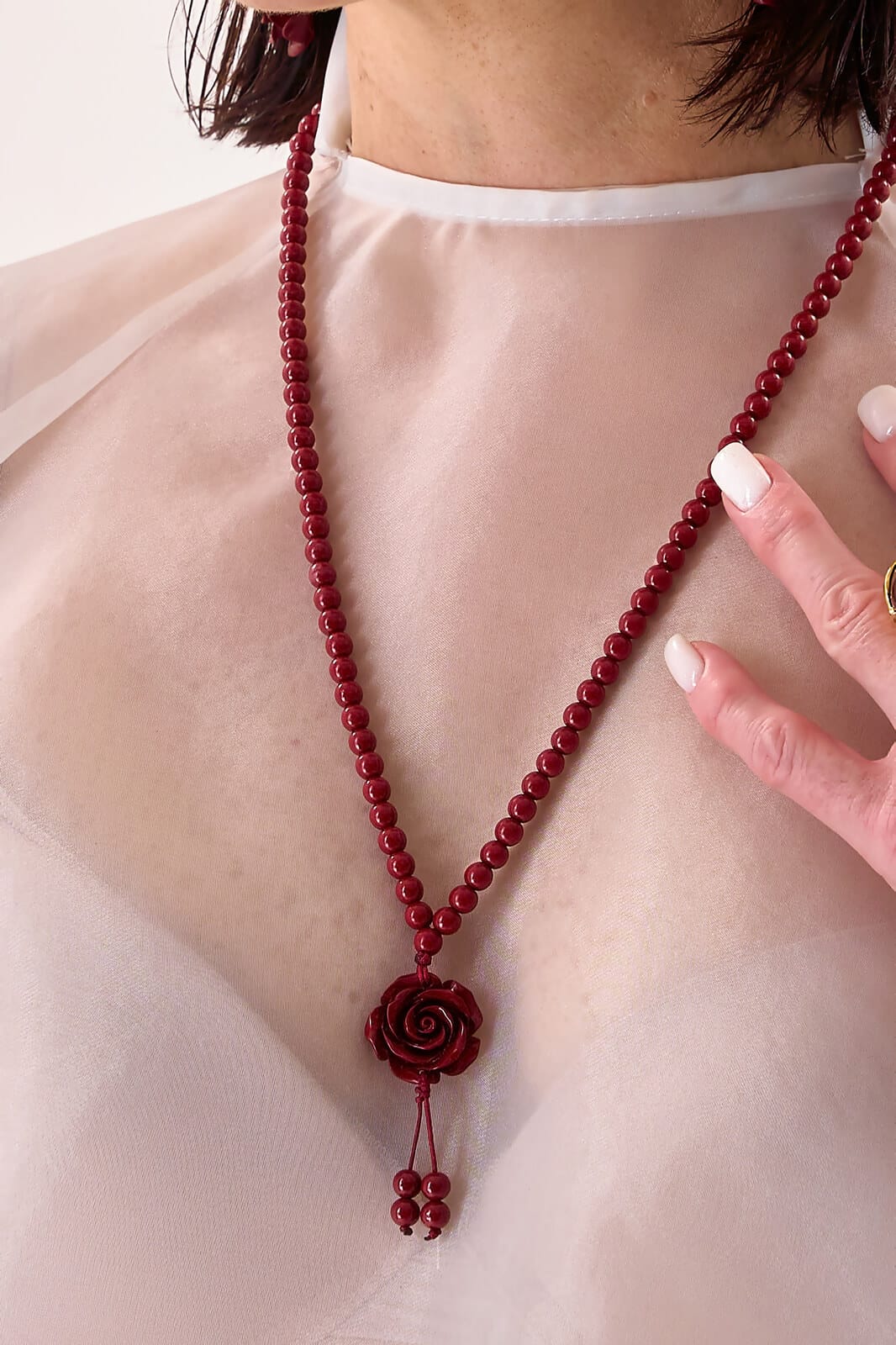 Collar Rose Jade Red Gold