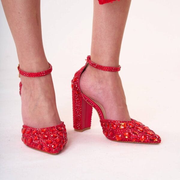 Zapatos y Clutch Rojo Cristal de Fiesta - Juego Bésame de LUISON