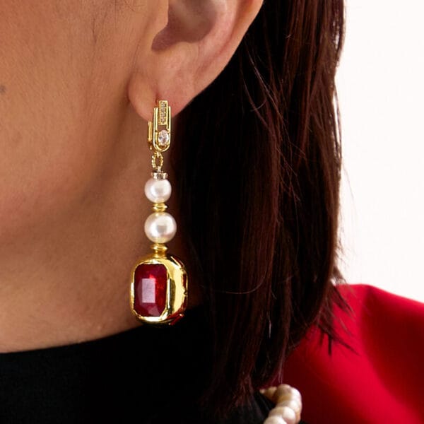 Pendientes Unisex Pearl Diamond Jade