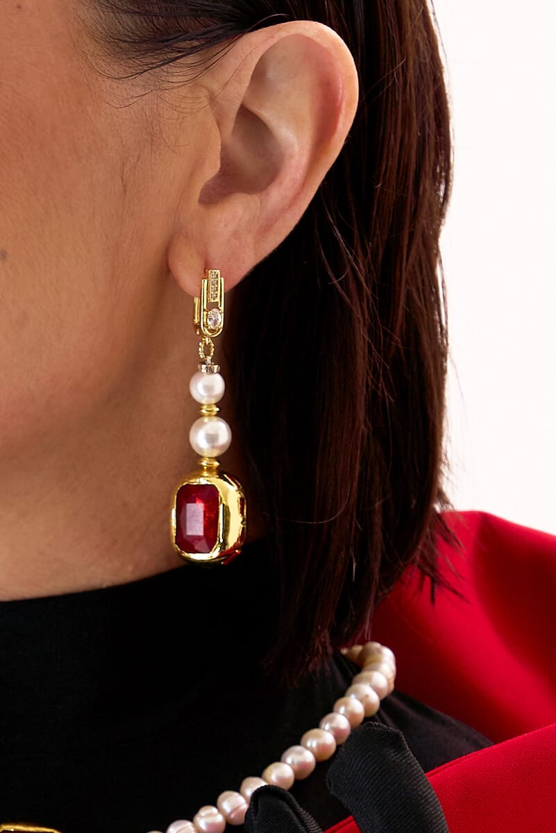 Pendientes Unisex Pearl Diamond Jade