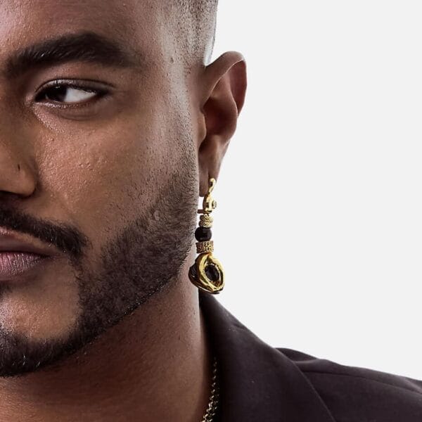 Pendientes Ematita Obsidiana Gold2