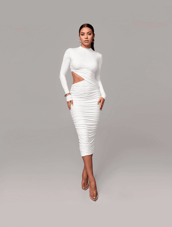 Vestido Blanco Ahuecado Para Mujer