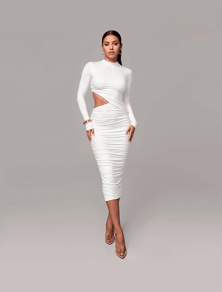 Vestido Blanco Ahuecado Para Mujer