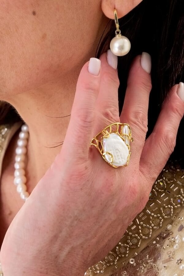 Anillo Barroco Perla Gold