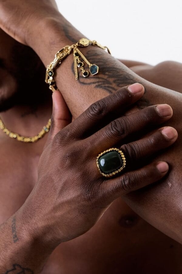 Anillo Malaquita Gold
