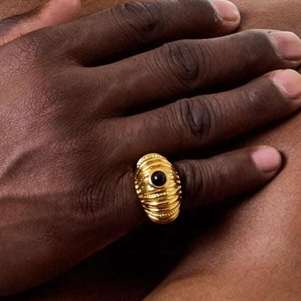 Anillo Obsidiana Gold