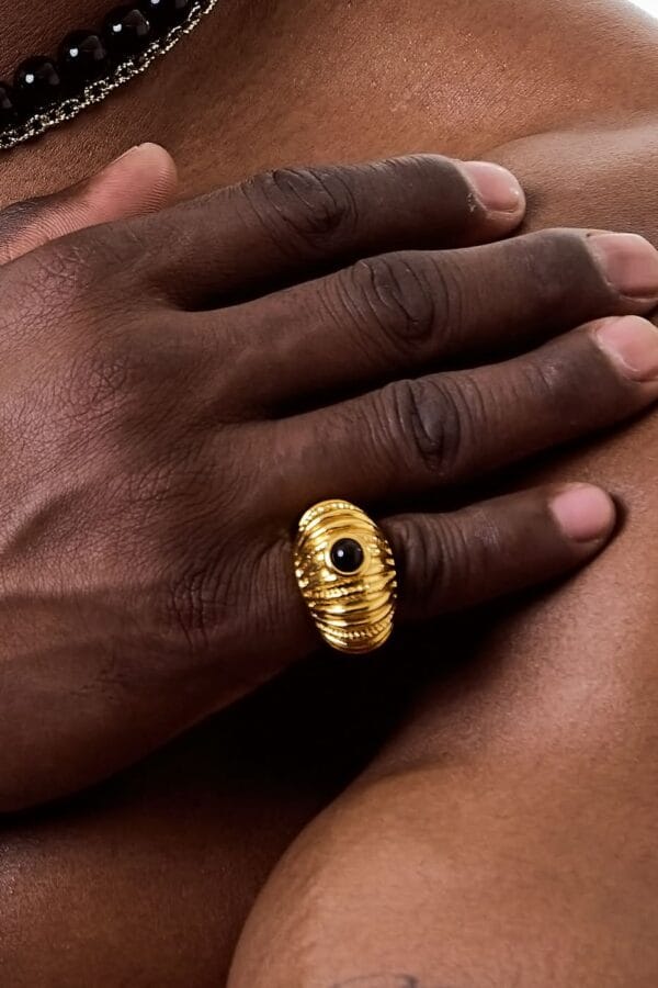 Anillo Obsidiana Gold
