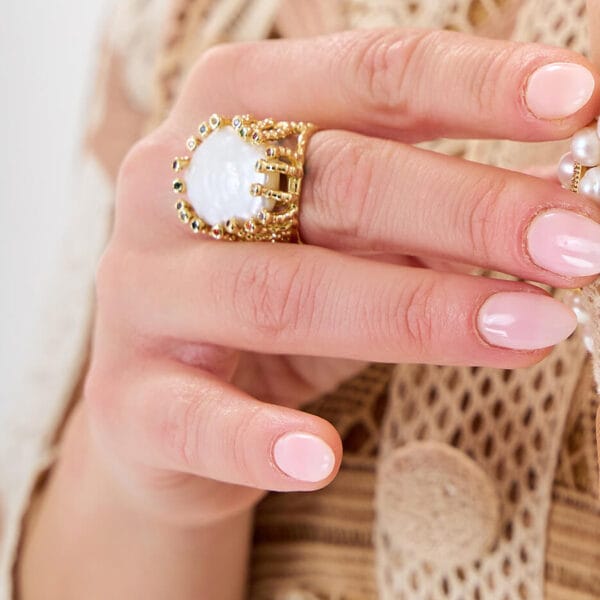 Anillo Perla Barroca Murano Gold