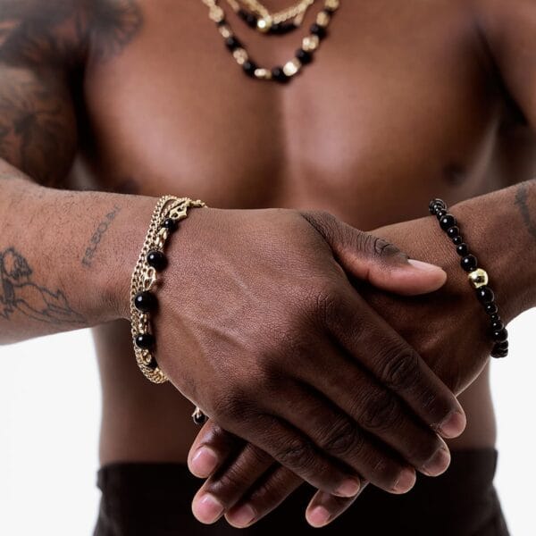 Conjunto de Brazaletes Obsidiana Gold