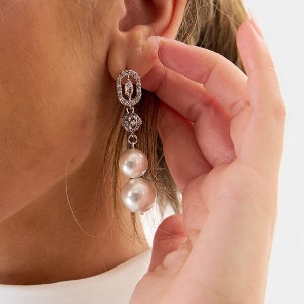 Pendientes Plata, Circonio y Perlas
