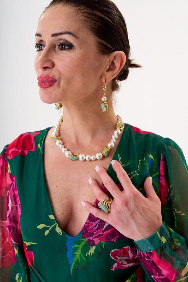 Pendientes Citrino Pearls Gold - Imagen 2