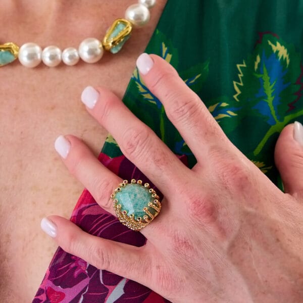 Anillo Aventurite Murano Gold
