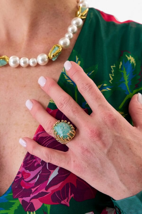 Anillo Aventurite Murano Gold