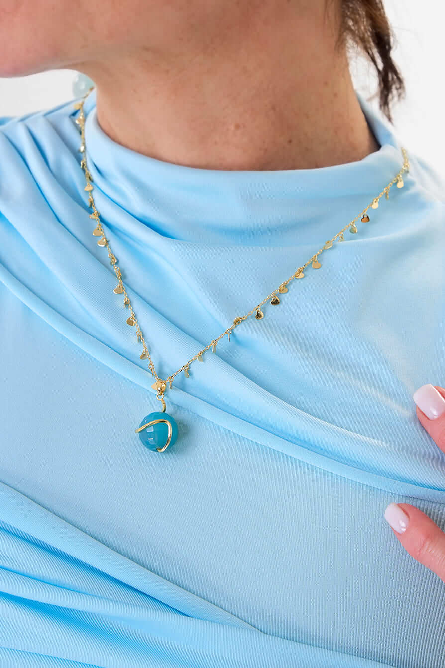 Collar Blue Agatha Gold