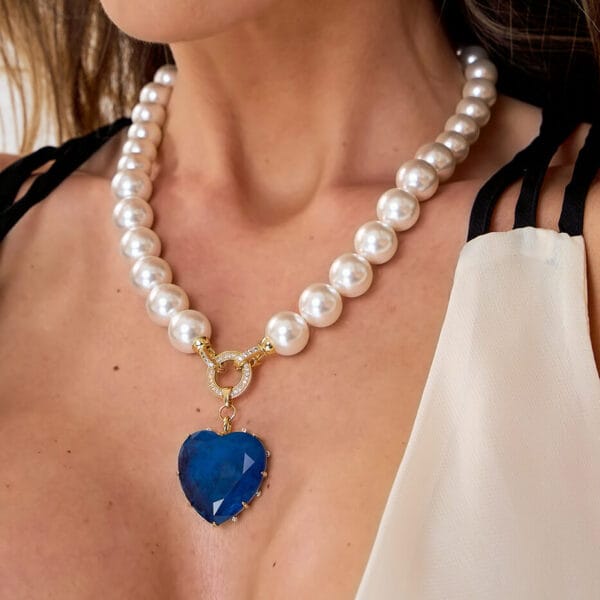 Gargantilla Corazón Del Mar Azul Oscuro Gold