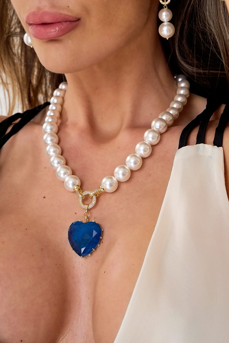Gargantilla Corazón Del Mar Azul Oscuro Gold