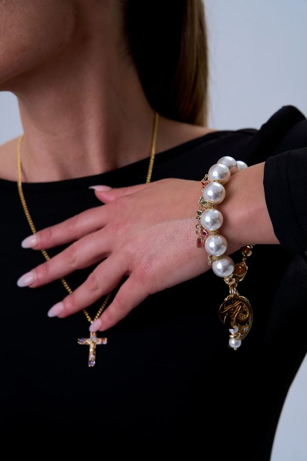Brazalete Artesanal con Perlas Blancas - Imagen 3